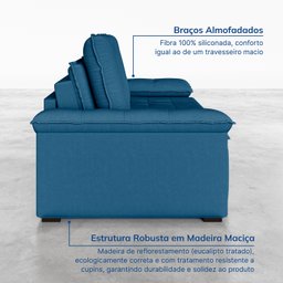 Sofá Cama Retrátil e Reclinável 4 Lugares 240cm Veludo com Molas Palmeira CabeCasa MadeiraMadeira - 9