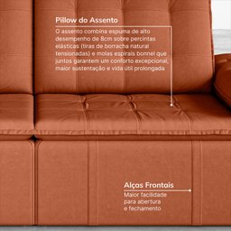 Sofá Cama Retrátil e Reclinável 4 Lugares 240cm em Veludo com Molas Palmeira CabeCasa MadeiraMadeira - 7
