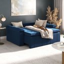 Ver imagem 3 de Sofá Cama Casal Retrátil e Reclinável 3 Lugares Veludo Azul Palmeira 200cm CabeCasa MadeiraOriginals