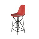 Ver imagem 2 de Jogo Mesa Bistrô Eames Branca 60Cm 2 Banquetas Vermelha Base Ferro Preto - Cor: Branco