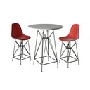 Ver imagem 1 de Jogo Mesa Bistrô Eames Branca 60Cm 2 Banquetas Vermelha Base Ferro Preto - Cor: Branco