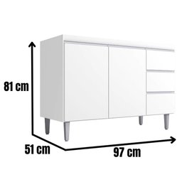 Balcão para Pia Andréia 100 Cm 2 Portas Branco Ajl - 4
