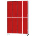 Ver imagem 1 de Roupeiro de Aço 8 Portas Grandes Cinza com Vermelho - Ultra Móveis