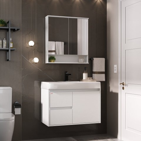 Conjunto Nicole 78 Cm com Lavatório e Espelheira - Fabribam