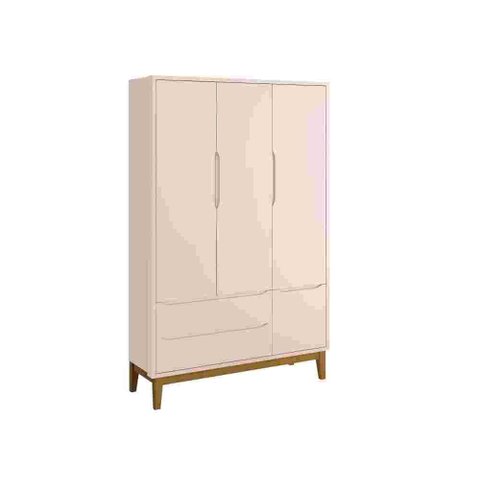 Guarda-Roupa para Quarto Infantil Retrô 3 Portas Classic New:Rosa/Madeira
