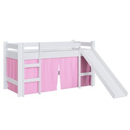 Cama Infantojuvenil Elevada com Escorrega e Cortina Completa Móveis Branco/rosa - 2