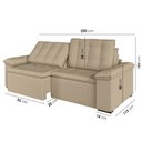 Ver imagem 5 de Sofá Cama Casal Retrátil Reclinável 3 Lugares Veludo Bege com Molas Palmeira 220cm CabeCasa MadeiraOriginals Madeirao