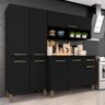 Armário de Cozinha Tieli 3 Peças Preto Fosco - Móveis Arapongas Preto Fosco - 1