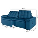 Ver imagem 5 de Sofá Cama Palmeira 3 Lugares Retrátil Reclinável 2,20m Veludo com Molas CabeCasa MadeiraOriginals Az