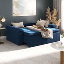 Ver imagem 3 de Sofá Cama Palmeira 3 Lugares Retrátil Reclinável 2,20m Veludo com Molas CabeCasa MadeiraOriginals Az