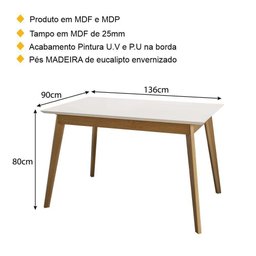 Mesa De Jantar 136cm Multimóveis Cr50052 Imbuia/off White Imbuia/off White - 4