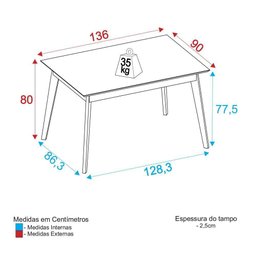 Mesa De Jantar 136cm Multimóveis Cr50052 Imbuia/off White Imbuia/off White - 3