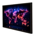 Ver imagem 1 de Quadro Decorativo Mapa Mundi Iluminado em Moldura Caixa Tacolado Moldura Trad 1cm Preta com Vidro 30
