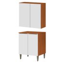 Ver imagem 1 de Conjunto Armário Aéreo e Balcão 100% Mdf 2 Portas 70 Cm Luna Cinamomo/branco