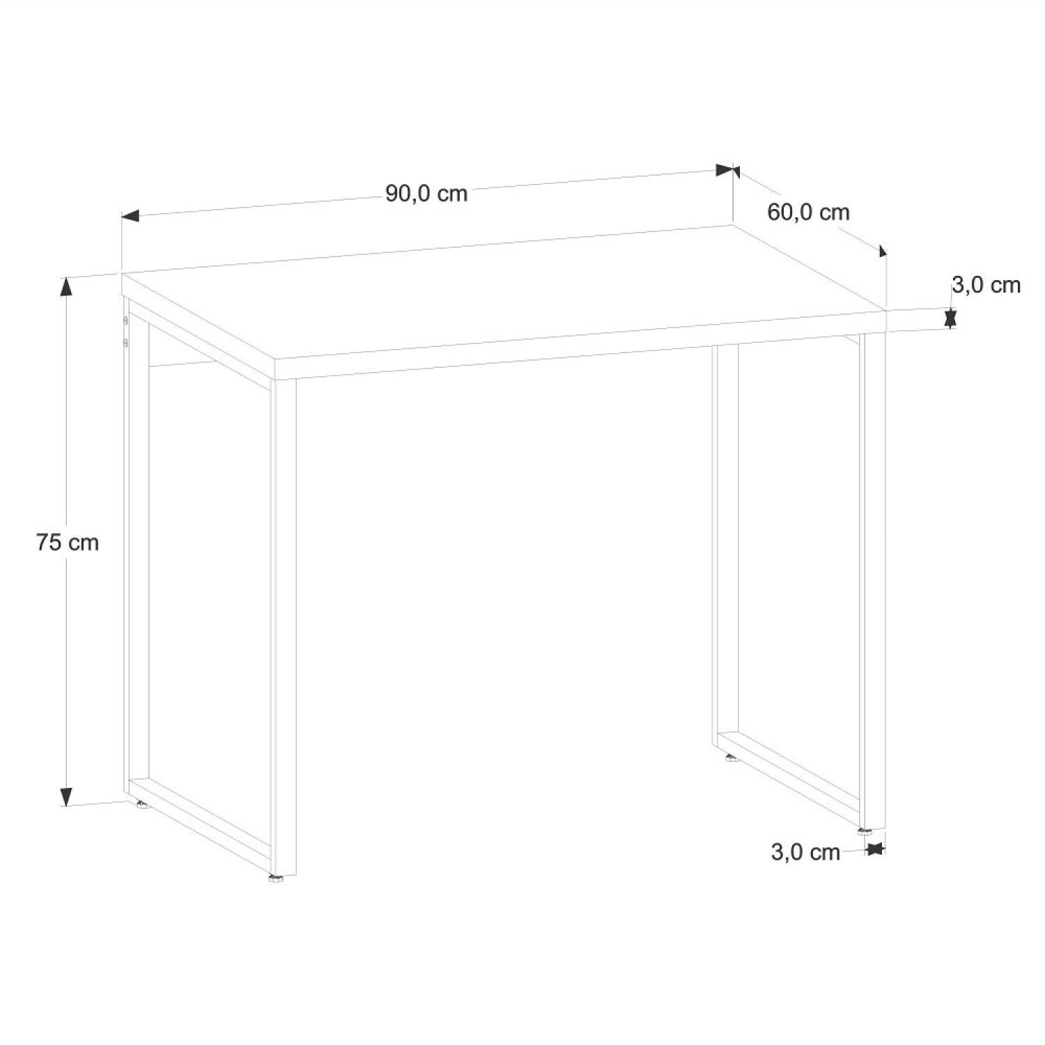 Kit com 10 Escrivaninhas Kuadra 90cm Estilo Industrial Kuadra - 6