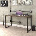 Ver imagem 3 de Conjunto com 10 Escrivaninhas Kuadra Estilo 135cm Industrial Carvalho Dark Marrom