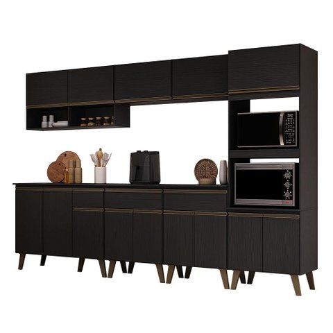 Armário de Cozinha Completa Atlanta Yard Carraro Preto Touch