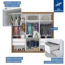 Ver imagem 4 de Guarda Roupa Casal 3 Portas de Correr 4 Gavetas Cronos -Mt- Rei de Casa Freijó