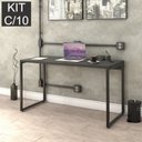 Ver imagem 1 de Conjunto com 10 Escrivaninhas Kuadra Estilo 135cm Industrial Preto Ônix