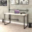 Ver imagem 3 de Conjunto com 10 Escrivaninhas Kuadra Estilo 135cm Industrial Snow Bege