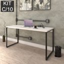 Ver imagem 3 de Conjunto com 10 Escrivaninhas Kuadra Estilo 150cm Industrial Branco Chess Marrom