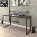 Ver imagem 3 de Kit com 10 Escrivaninhas Kuadra 150cm Estilo Industrial