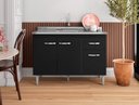 Ver imagem 2 de Balcão Gabinete para Cozinha Gabriela 120cm 3 Portas 1 Gaveta:preto