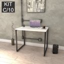 Ver imagem 2 de Kit com 10 Escrivaninhas Kuadra 90cm Estilo Industrial