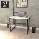Ver imagem 1 de Conjunto com 10 Escrivaninhas Kuadra Estilo 90cm Industrial Branco Chess Marrom