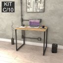 Ver imagem 1 de Conjunto com 10 Escrivaninhas Kuadra Estilo 90cm Industrial Carvalho Marrom