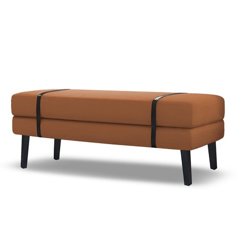 Banco Estofado Viena 1,40m Veludo Terracota - Inova Decorações