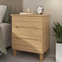 Ver imagem 1 de Mesa de Cabeceira Quarto 62cm com 3 Gavetas e Pés 100% Mdf Cor:olmo
