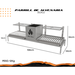 Churrasqueira Hotbox Parrilla Para Alvenaria - 1 Firebox + 2 Grelhas Argentina - 2