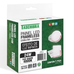 Painel LED Frameless Embutir 24W Quadrado 4000k Taschibra - 4