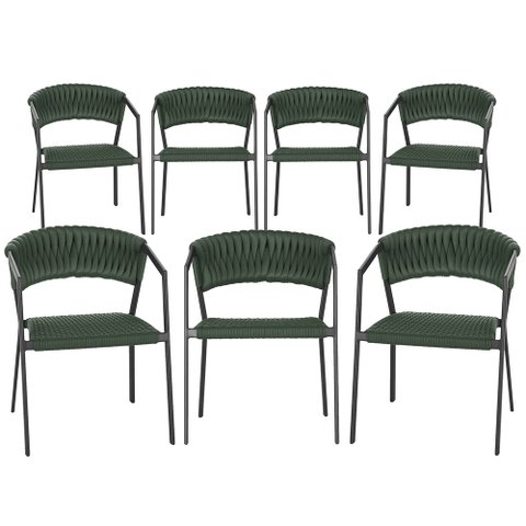 7 Cadeiras Atenas Tricô Náutico e Alumínio com Proteção Uv para Varanda, Cozinha, Área, Jardim - Pin
