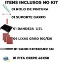 Ver imagem 7 de Rolo 23cm + Suporte Rolo 23cm + Bandeja 2,7l + 3 Lixas 120 + 3 Lixas 100 + Fita Crepe 48mmx50m + Cab