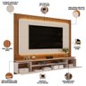 Painel Ripado Suspenso para Tv 70 Pol 210cm Rizzo D05 Off White Freijó - Lyam Decor - 3