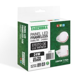 Painel LED Frameless Embutir 24W Quadrado 6500K Taschibra - 4 Painel LED Frameless Embutir 24W Quadrado 6500K Taschibra - 4