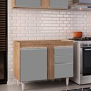 Ver imagem 2 de Balcão de Cozinha Lavanderia sem Tampo 02 Gavetas Bia Castanho e Cinza 100 cm - D’Rossi