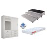 Cama Box Solteiro + Colchão Orthocrin c/ 2 Auxiliares + Guarda Roupa Sonare Branco - 1
