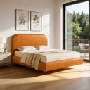 Ver imagem 1 de Cama Queen Flutuante com Cabeceira 160cm Aura W01 Couríssimo Whisky - Lyam Decor
