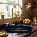 Ver imagem 6 de Torneira de Parede Cozinha Gourmet Pulverizador Flexível Aço Inox 304 Dourada Cromada Brinovar