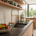 Ver mais imagens de Torneira de Parede Cozinha Gourmet Pulverizador Flexível Aço Inox 304 Dourada Cromada Brinovar