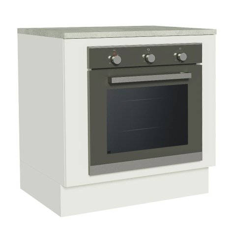 Balcão para Forno de Embutir 80 x 60 cm com Tampo Branco Agata, Glamy, Stella Madesa