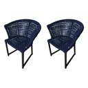 Ver imagem 1 de Kit 2 Cadeiras Salinas Corda Náutica Base em Alumínio Preto/azul Marinho