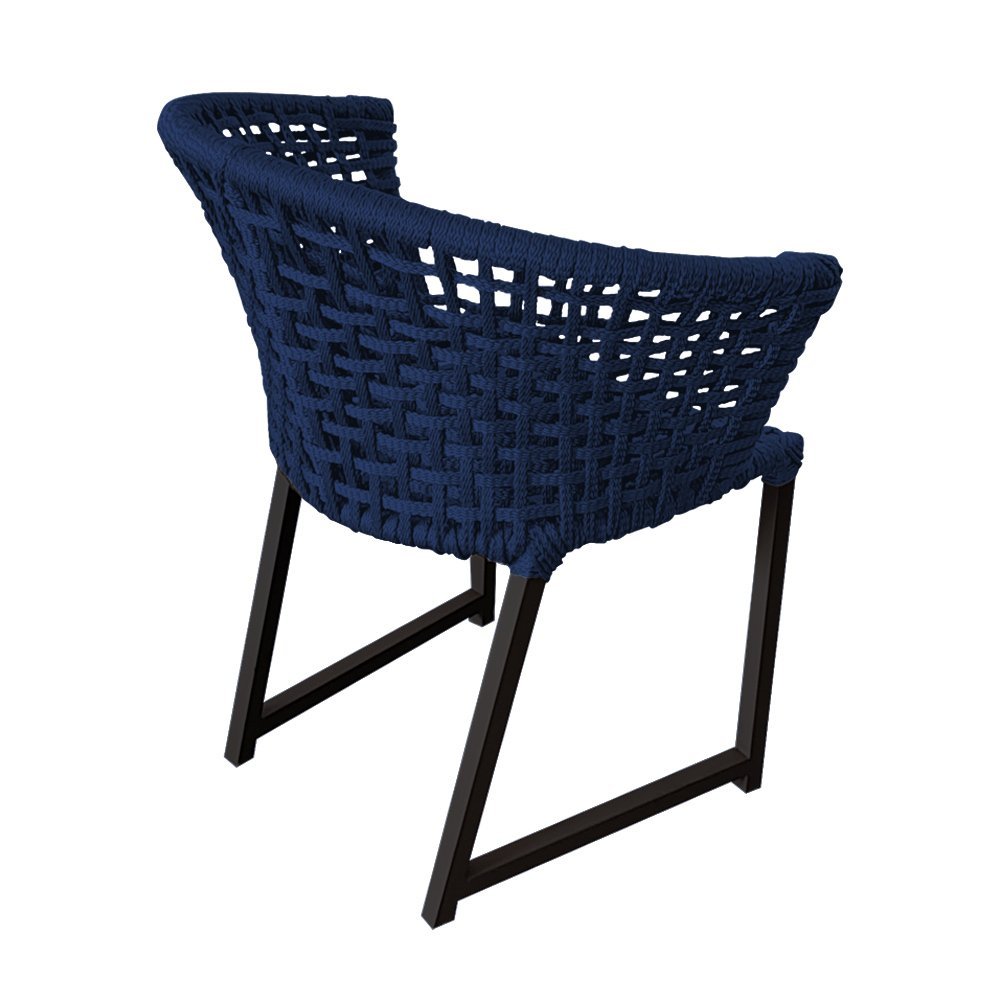 Kit 2 Cadeiras Salinas Corda Náutica Base em Alumínio Preto/azul Marinho - 3