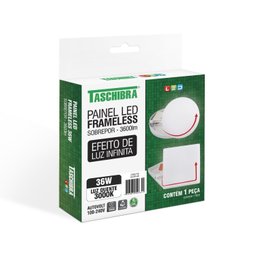 Painel LED Frameless Sobrepor 36W Quadrado 3000K Taschibra - 4