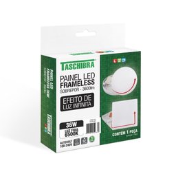 Painel LED Frameless Sobrepor 36W Quadrado 6500K Taschibra - 4