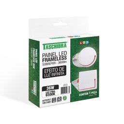 Painel LED Frameless Sobrepor 36W Quadrado 6500k Taschibra - 4