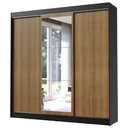 Ver imagem 2 de Guarda-Roupa Casal Madesa Istambul 3 Portas de Correr com Espelho 3 Gavetas Preto/Rustic Cor:Preto/R